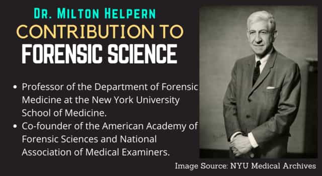 Dr. Miilton Helpern as a forensic pathologist