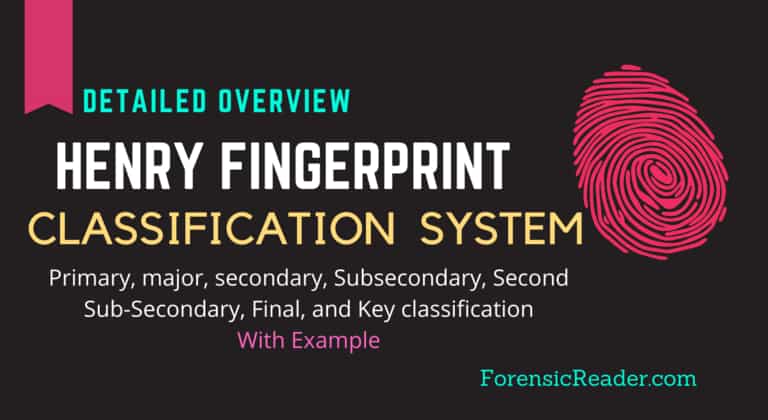 Henry Fingerprint Classification System along with Key Major, Primary, Secondary and Subsecondary