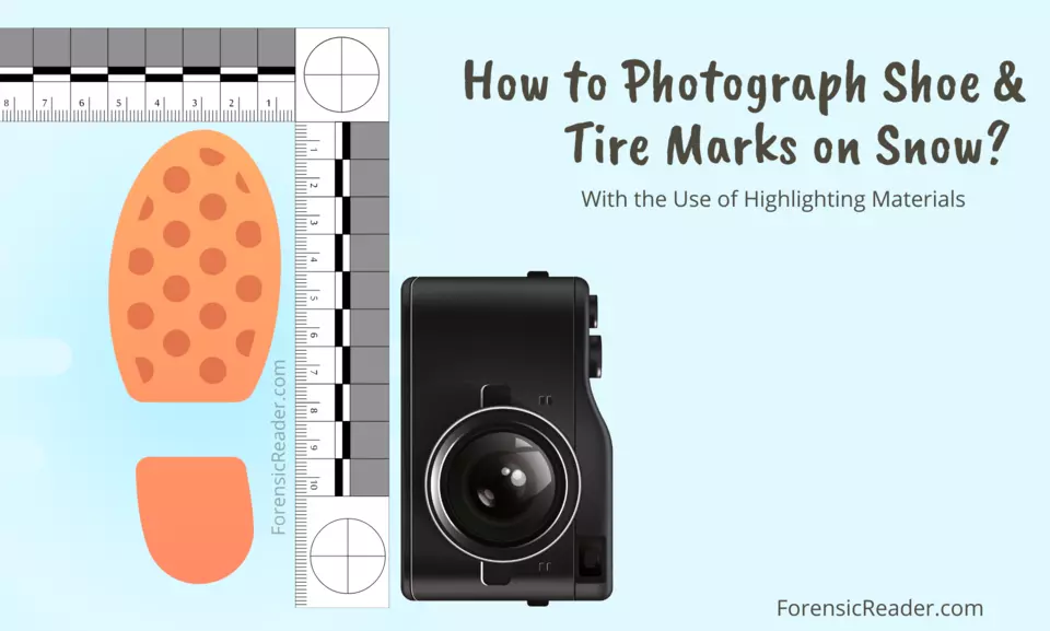 photographing shoe and tire impressions on snow with highlighting materials