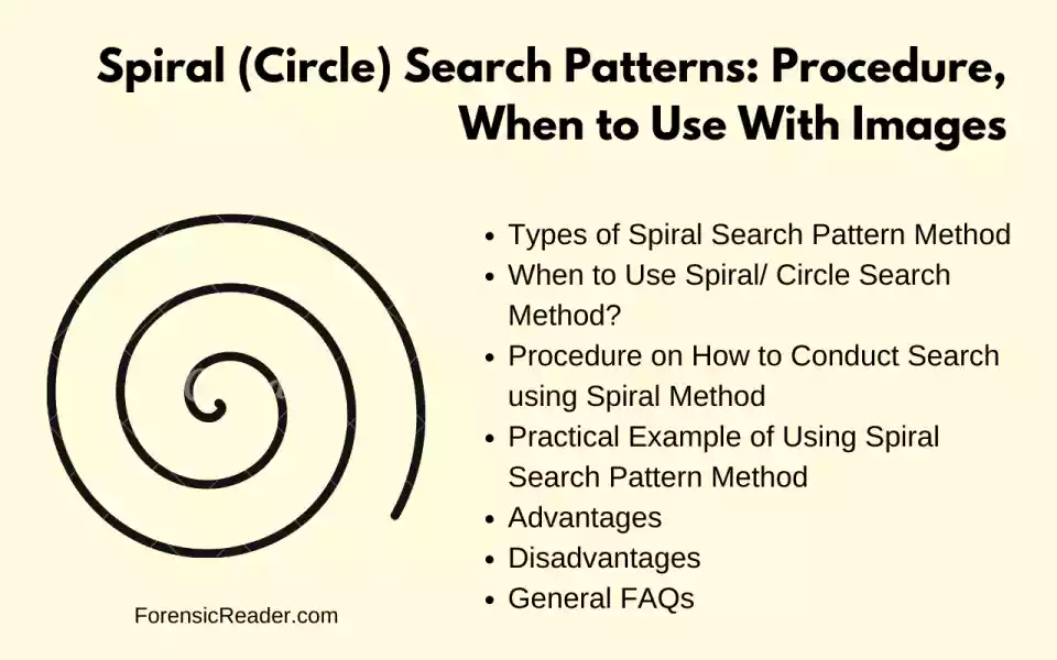 what is spiral or circle search pattern method in crime scene with examples