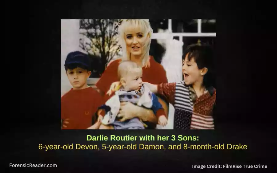 Darlie Routier with her 6-year-old Devon, 5-year-old Damon, and 8-month-old Drake.