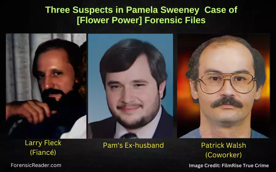 three main suspects in case of Pamela Sweeney of Flower power forenisc files